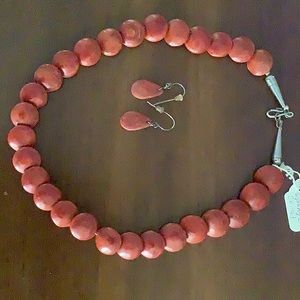 Sponge coral handmade necklace and earrings from Santa Fe artist.